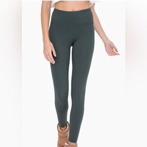 Mono B High-Waisted Essential Leggings - Dark Gray/Olive